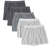 Amazon Essentials Boxer Corti in Jersey di Cotone (Disponibili nelle Taglie Big & Tall) Uomo, Pacco da 5, Grigio Puntinato/Charcoal Mix, M