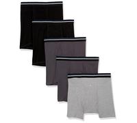 Amazon Essentials Boxer da Uomo, in Comodo Cotone, Senza Etichette, Confezione da 5, Nero/Antracite/Grigio, 3XL