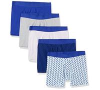 Amazon Essentials Boxer in Jersey di Cotone (Disponibile nelle Taglie Big & Tall) Uomo, Pacco da 5, Blu Reale/Stampa Mista, XXL