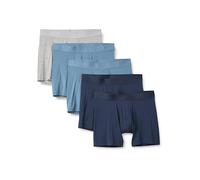 Amazon Essentials Boxer in Modal Super Morbido Uomo, Pacco da 5, Blu Marino/Grigio mélange/Turchino, XS