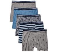 Amazon Essentials Boxer Intimi, in Morbido Cotone, Senza Etichetta Uomo, Pacco da 5, Ananas/Righe/Stampa Floreale, XXL