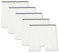 Amazon Essentials Boxer Intimi, in Morbido Cotone, Senza Etichetta Uomo, Pacco da 5, Bianco, XXL