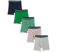 Amazon Essentials Boxer Intimi, in Morbido Cotone, Senza Etichetta Uomo, Pacco da 5, Ghiacciolo/Grigio Puntinato/Pois/Righe/Verde, L