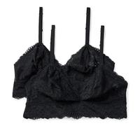 Amazon Essentials Bralette a Triangolo in Pizzo Elasticizzato Galloon Donna, Confezione da 2, Nero, S