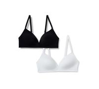 Amazon Essentials Bralette con Scollo Profondo Foderata in Microfibra Donna, Pacco da 2, Bianco/Nero, 2C