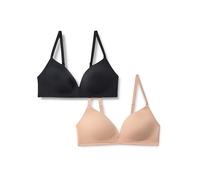 Amazon Essentials Bralette con Scollo Profondo Foderata in Microfibra Donna, Pacco da 2, Bronzo Lavato/Nero, 1C