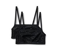 Amazon Essentials Bralette con Scollo Quadrato in Pizzo Elasticizzato Completamente Ricamato Donna, Pacco da 2, Nero, S