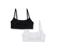 Amazon Essentials Bralette con scollo rotondo, cotone Donna, Pacco da 2, Bianco/Nero, L