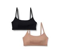 Amazon Essentials Bralette con scollo rotondo, cotone Donna, Pacco da 2, Bronzo Lavato/Nero, L