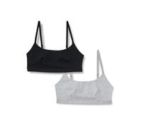 Amazon Essentials Bralette con scollo rotondo, cotone Donna, Pacco da 2, Grigio Puntinato/Nero, XXS