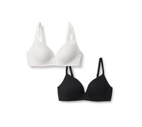 Amazon Essentials Bralette foderata in cotone Donna, Pacco da 2, Bianco/Nero, 1C