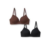 Amazon Essentials Bralette foderata in cotone Donna, Pacco da 2, Nero/Nocciola, 3D