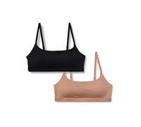 Amazon Essentials Bralette Regolabile con Scollo Rotondo in Jersey di Cotone Donna, Pacco da 2, Bronzo Lavato/Nero, XXL