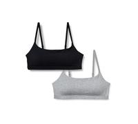 Amazon Essentials Bralette Regolabile con Scollo Rotondo in Jersey di Cotone Donna, Pacco da 2, Grigio Medio Puntinato/Nero, XXL