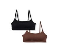 Amazon Essentials Bralette Regolabile con Scollo Rotondo in Jersey di Cotone Donna, Pacco da 2, Nero/Nocciola, XXS