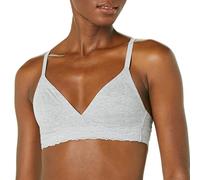 Amazon Essentials Bralette Sfoderata in Cotone e Pizzo Donna, Grigio Chiaro mélange, 44
