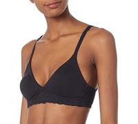 Amazon Essentials Bralette Sfoderata in Cotone e Pizzo Donna, Nero, 48