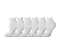 Amazon Essentials Calzini alla Caviglia con Bordo a Lattuga Donna, 6 Paia, Bianco, 36-39.5