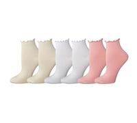 Amazon Essentials Calzini alla Caviglia con Bordo a Lattuga Donna, 6 Paia, Rosa Multicolore, 38.5-43