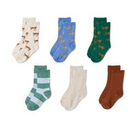 Amazon Essentials Calzini da ragazzo con fantasia, verde/blu/avena tigre, M (4-8 anni)