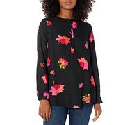 Amazon Essentials Camicetta in Tessuto a Maniche Lunghe Donna, Nero Rosa Floreale, S