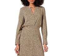 Amazon Essentials Camicetta Popover a Maniche Lunghe in Georgette dalla vestibilità Comoda Donna, Grigio Talpa Leopardata, XXL