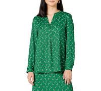 Amazon Essentials Camicetta Popover a Maniche Lunghe in Georgette dalla vestibilità Comoda Donna, Verde Floreale, XS