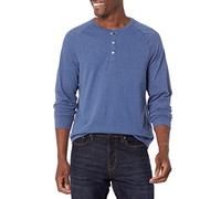 Amazon Essentials Camicia a Manica Lunga con Scollo Serafino vestibilità Regular (Disponibile in Taglie Extra Forti) Uomo, Blu Puntinato, XXL