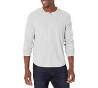 Amazon Essentials Camicia a Manica Lunga con Scollo Serafino vestibilità Regular (Disponibile in Taglie Extra Forti) Uomo, Grigio Chiaro Puntinato, XL