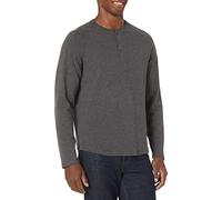 Amazon Essentials Camicia a Manica Lunga con Scollo Serafino vestibilità Regular (Disponibile in Taglie Extra Forti) Uomo, Carbone Puntinato, 6XL Plus