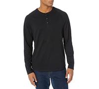 Amazon Essentials Camicia a Manica Lunga con Scollo Serafino vestibilità Regular (Disponibile in Taglie Extra Forti) Uomo, Nero, XS