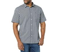 Amazon Essentials Camicia a Maniche Corte in Popeline Elasticizzato (Disponibile in Taglie Extra Forti) Uomo, Blu Marino Bianco Percalle, XL