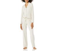 Amazon Essentials Camicia a Maniche Lunghe in Modal di Cotone e Pigiama a Tutta Lunghezza Donna, Beige, 4XL Plus