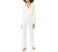 Amazon Essentials Camicia a Maniche Lunghe in Modal di Cotone e Pigiama a Tutta Lunghezza Donna, Bianco, S