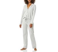 Amazon Essentials Camicia a Maniche Lunghe in Modal di Cotone e Pigiama a Tutta Lunghezza Donna, Grigio Puntinato, M