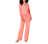 Amazon Essentials Camicia a Maniche Lunghe in Modal di Cotone e Pigiama a Tutta Lunghezza Donna, Rosa Corallo, XS