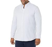Amazon Essentials Camicia a Maniche Lunghe in Tessuto Oxford Elasticizzato dalla vestibilità Standard (Disponibile in Taglie Extra Forti) Uomo, Azzurro Polvere Righe Verticali, XS