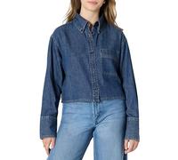 Amazon Essentials Camicia Button Down in Denim Corta, Vestibilità Oversize Moderna Donna, Blu Medio Vintage, XL