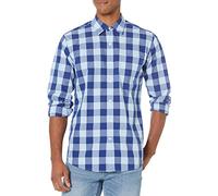 Amazon Essentials Camicia Casual in Popeline a Maniche Lunghe Vestibilità Regular Uomo, Blu Bisonti, XL