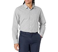 Amazon Essentials Camicia Casual in Popeline a Maniche Lunghe vestibilità Regular Uomo, Grigio Percalle, XL