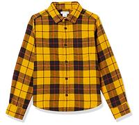 Amazon Essentials Camicia con Bottoni in Flanella Bambini e Ragazzi, Giallo Motivo Scozzese, 4 Anni