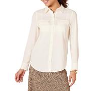 Amazon Essentials Camicia con Tasche a Maniche Lunghe in Georgette dalla vestibilità Comoda Donna, Avorio, L