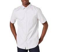 Amazon Essentials Camicia con Taschino in Tessuto Oxford Elasticizzato a Maniche Corte vestibilità Aderente Uomo, Grigio Chiaro, S
