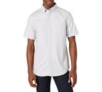 Amazon Essentials Camicia con Taschino in Tessuto Oxford Elasticizzato a Maniche Corte vestibilità Standard Uomo, Grigio Chiaro, XS