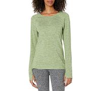 Amazon Essentials Camicia da donna a girocollo a maniche lunghe elasticizzata in tecnologia spazzolata (disponibile in taglie forti), verde militare, taglia M