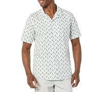 Amazon Essentials Camicia da resort da uomo in cotone con bottoni, maniche corte, stampa uccellino azzurro, L