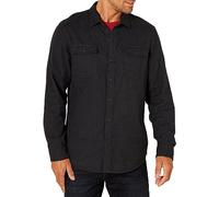Amazon Essentials Camicia di Flanella a Maniche Lunghe Slim-Fit a Due Tasche a Quadri Uomo, Nero, L