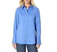 Amazon Essentials Camicia Elegante Button-Down in Popeline di Cotone Elasticizzato, Oversize Donna, Blu, XXS