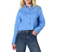 Amazon Essentials Camicia Elegante Button-Down in Popeline di Cotone Elasticizzato, Oversize Donna, Blu, S