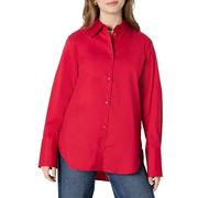 Amazon Essentials Camicia Elegante Button-Down in Popeline di Cotone Elasticizzato, Oversize Donna, Rosso, M